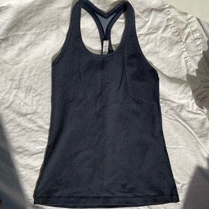Lululemon Athletica Navy with White micro dots racerback tank top size 6